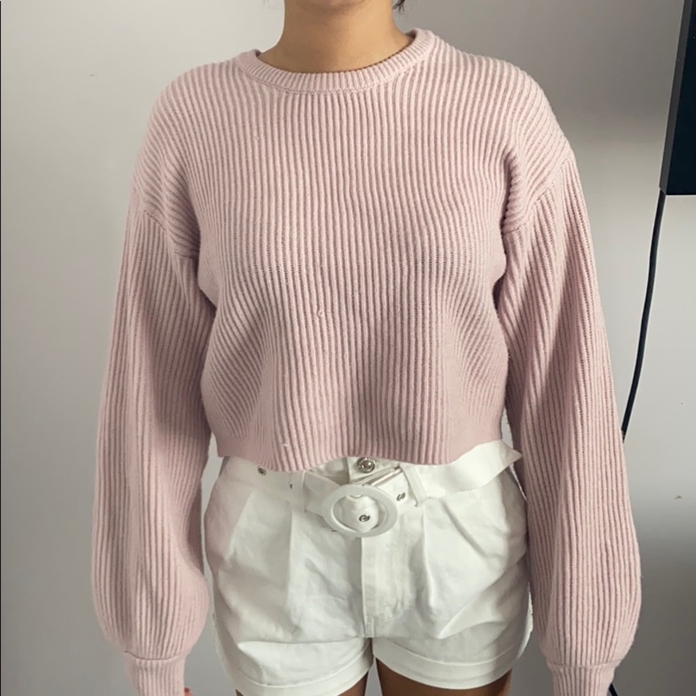 Cozy pastel pink sweater